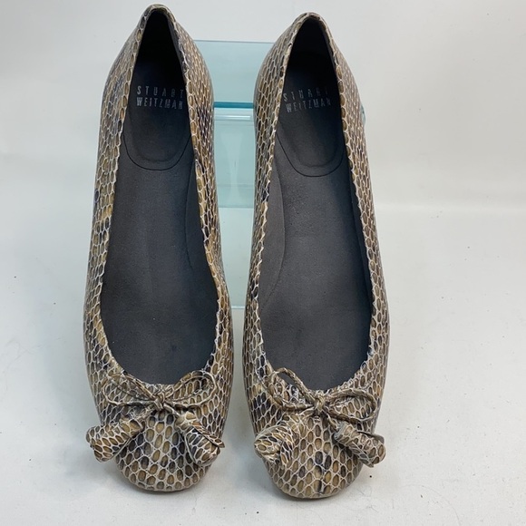 Stuart Weitzman Sz 7.5M Snakeskin Print Flats - Picture 3 of 11